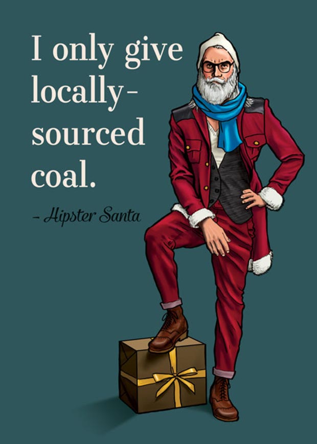 Hipster Christmas Santa Poster