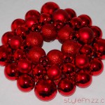 Home made Christmas wreath red baubles Stylefrizz