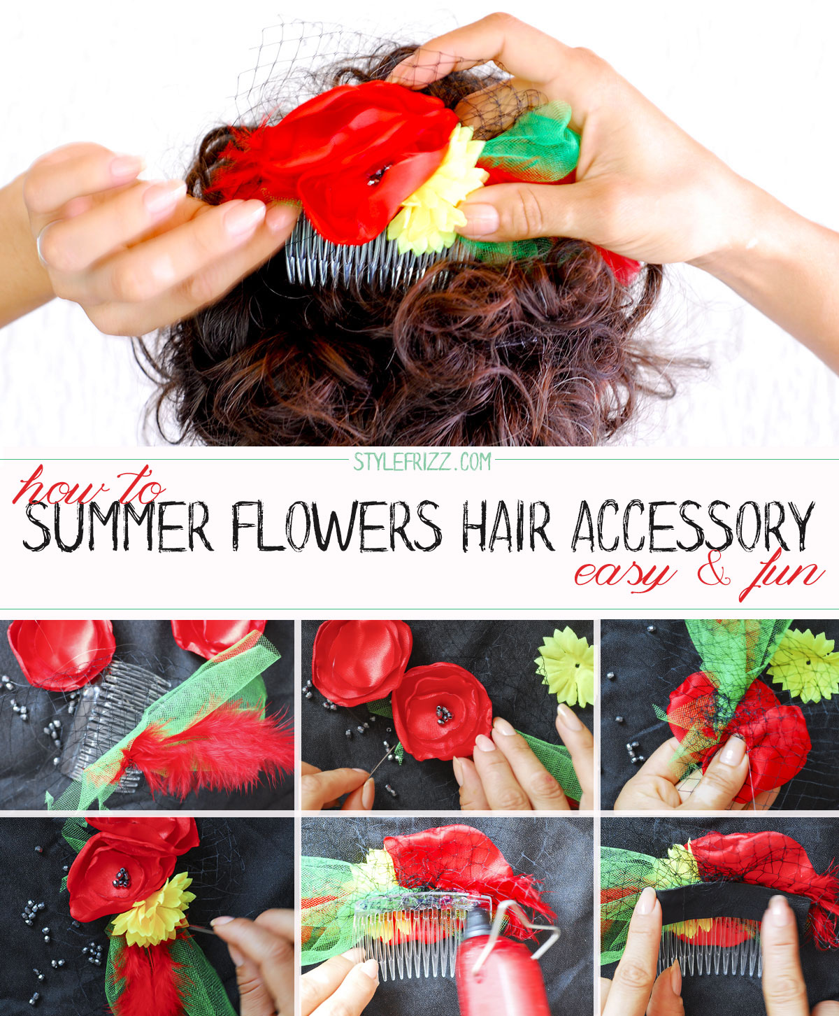 how to summer flowers hair accessory diy step by step