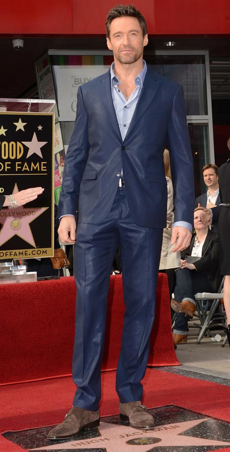 Hugh Jackman Hollywood Fame star blue suit