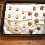 Ice cream scoops Banana Slices Cookie tray