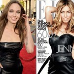 Jennifer Aniston Elle cover Angelina leather dress Basterds premiere