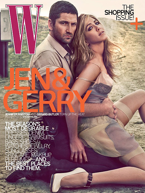 Jennifer Aniston Gerard Butler W Magazine April 2010 cover