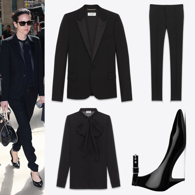 Jennifer Connelly black suit shoes Saint Laurent