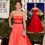 Jennifer Lawrence Dior Couture red dress 2013 Golden Globes