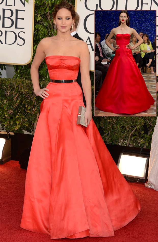 Jennifer Lawrence’s Red Dior Couture Dress 2013 Golden Globes