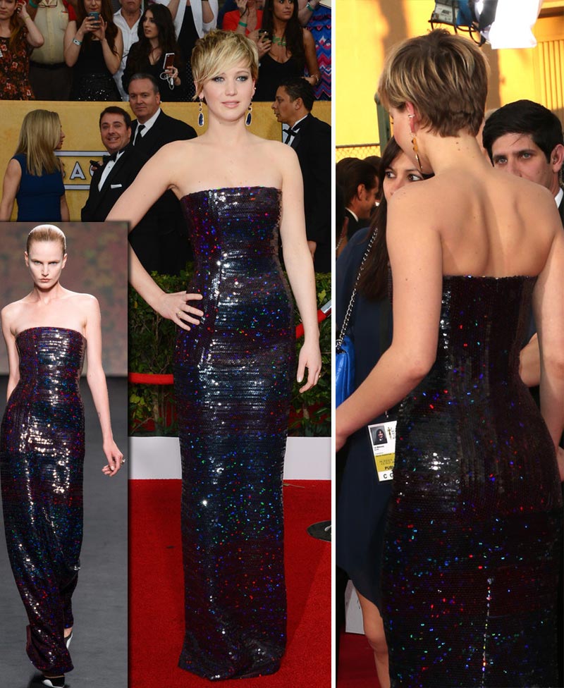 Jennifer Lawrence Dior sequins dress 2014 SAG Awards