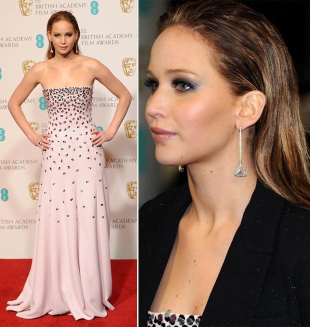 Jennifer Lawrence Dior soft pink dress 2013 BAFTA Awards