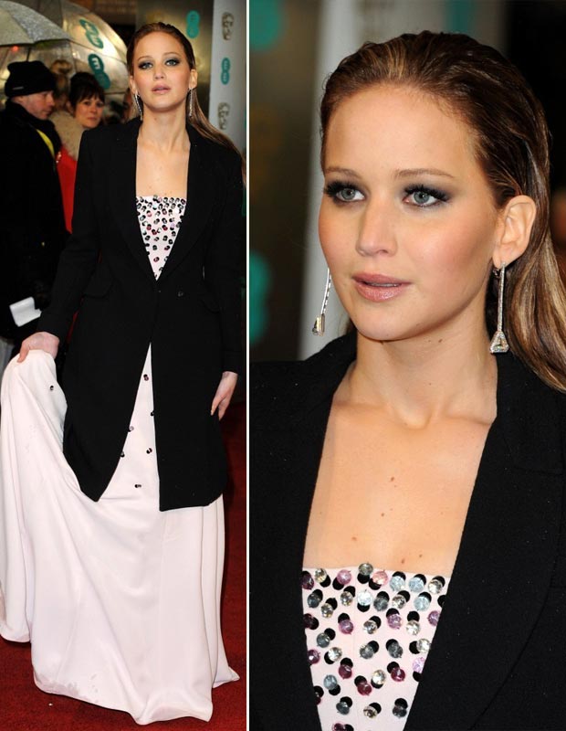 Jennifer Lawrence dress Jewelry 2013 BAFTA