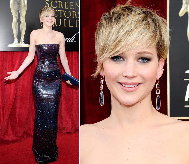 Jennifer Lawrence hair makeup 2014 SAG Awards
