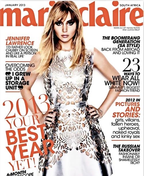Jennifer Lawrence Marie Claire South Africa January 2013