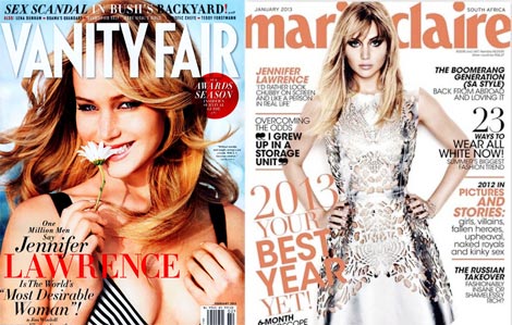 Jennifer Lawrence Vanity Fair Marie Claire cover 2013