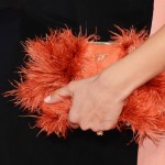 Jessica Alba Roger Vivier fluffy clutch 2013 Golden Globes