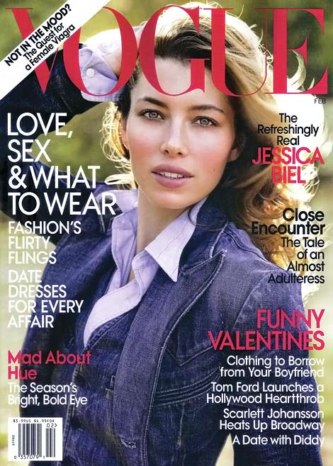 Vogue February 2010: US Jessica Biel Vs Paris Daria Werbowy