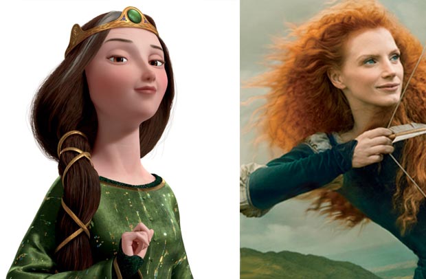 Jessica Chastain looks like Queen Elinor from Brave