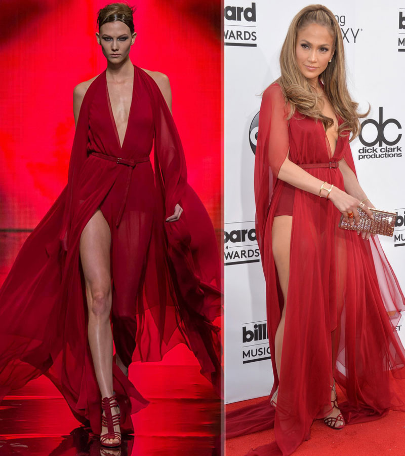 JLo 2014 BIllboard Music Awards red Donna Karan dress