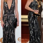Julie Bowen heavy cleavage sequined Oscar de la Renta dress 2011 Emmys
