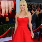 Kailey Cuoco red dress red hearts nails 2013 SAG Awards