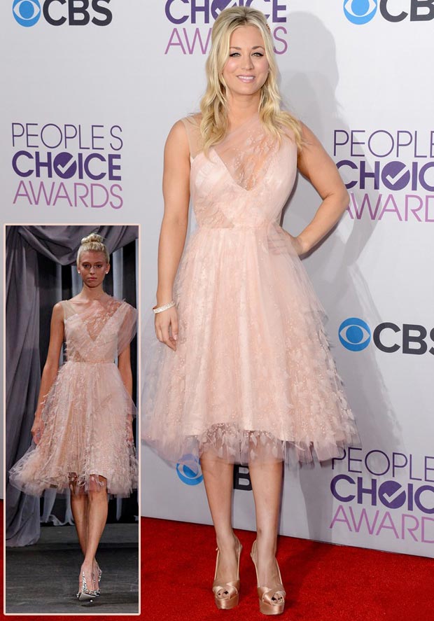 Kaley Cuoco s soft pink Christian Siriano dress People s Choice Awards 2013