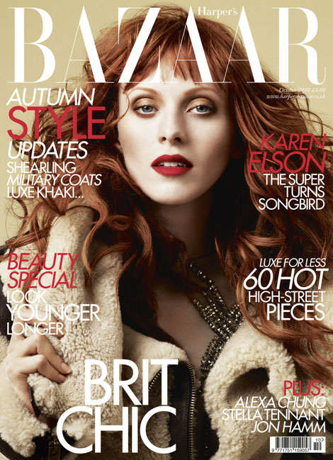 Karen Elson Harpers Bazaar UK October 2010 cover