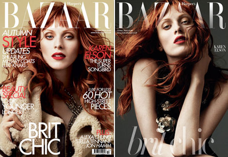 Karen Elson Harpers Bazaar UK October 2010 covers