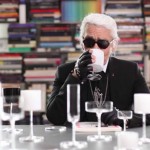 Karl Lagerfeld drinking diet Coke from Orrefors white glass