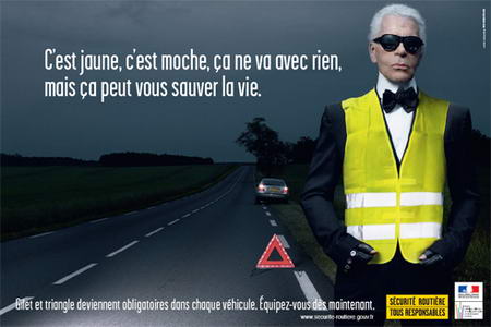 Karl Lagerfeld Road Security Safety Vest Campaign Securite Routiere