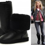 Kate Moss boots black leather tall Uggs