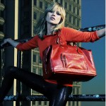 Kate Moss Longchamp advertising red handbag
