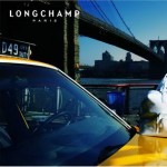 Kate Moss Longchamp advertising white handbag