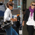 Katie Holmes and Charlize Theron wearing Chloe Python Paraty Bag black and white