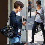 Katie Holmes wearing her Chloe Black Python Paratay Bag