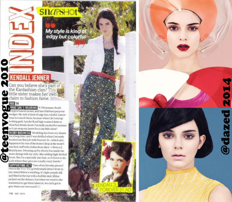 Kendall Jenner then and now fashion magazines Teen Vogue Dazed