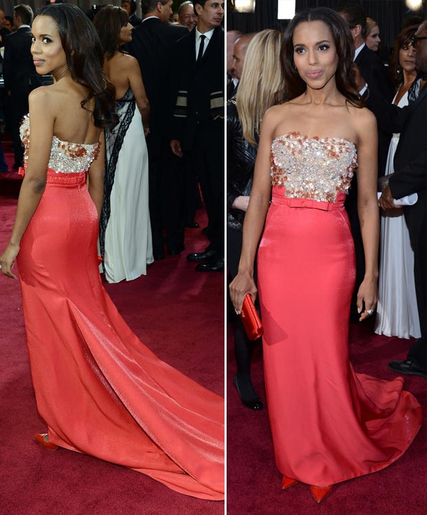 2013 Oscars Fashion: Kerry Washington Miu Miu Coral Dress