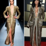 Kim Kardashian 2015 Grammy red carpet JPGaultier couture robe