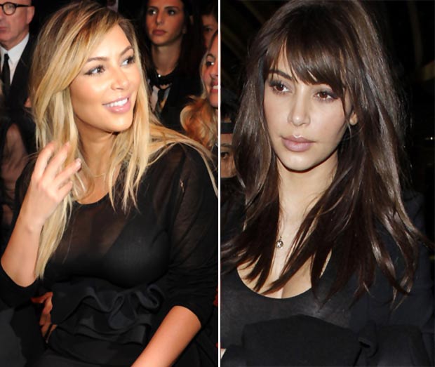 Kim Kardashian blonde hair vs dark hair