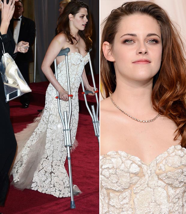 Kristen Stewart white dress platform pumps 2013 Oscars