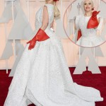 Lady Gaga white dress Alaia red gloves Oscars 2015