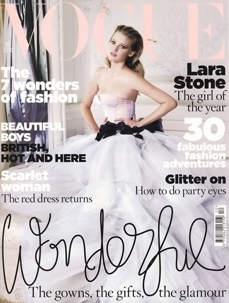 Lara Stone Vogue UK December 2009 cover