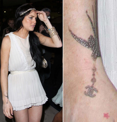 Lindsay Lohan’s New Chanel Tattoo Joins Older Ink