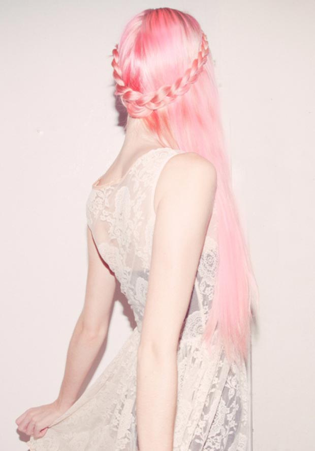 long pink braided hair