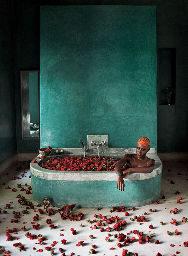Lupita Nyong o taking a bath Vogue