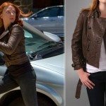 Madewell chocolate leather jacket Captain America Scarlett Johansson