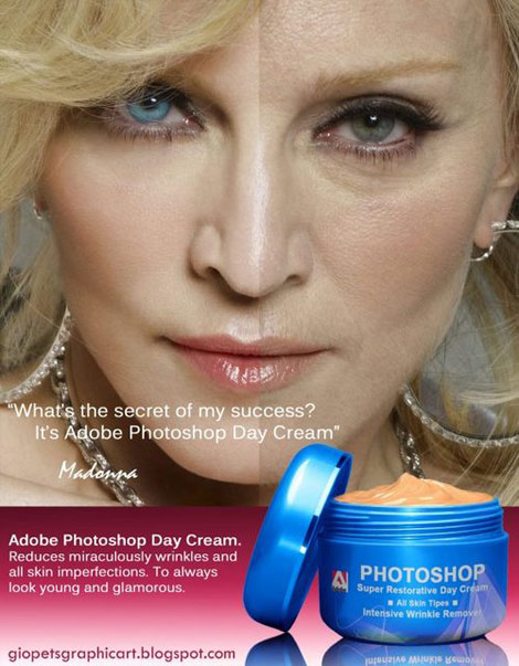 Madonna with and without Photoshop
