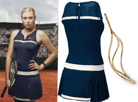 Maria Sharapova Nike Paris Dress and Tiffany Elsa Peretti Wave Earrings