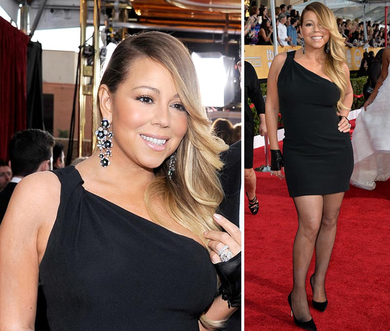 Mariah Carey Saint Laurent black dress 2014 SAG Awards