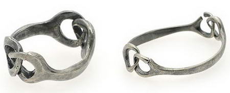 Martin Margiela Line 11 Silver Interlocking Ring And Bracelet