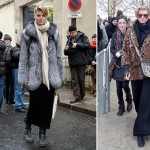 Maryna Linchuk street style fur coats