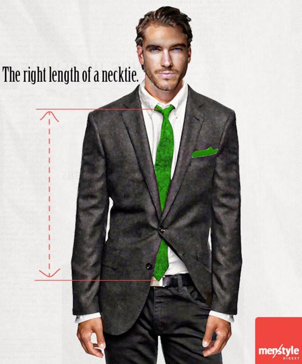 Men s wardrobe the right length of tie