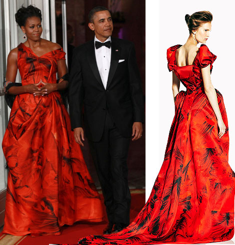 Michelle Obama Alexander McQueen Resort 2011 red dress